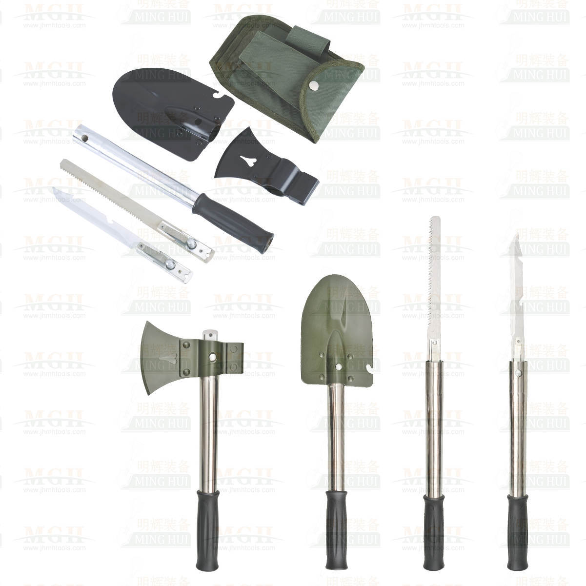 多功能户外四合一组合工具工兵铲锯子锤子斧子刀野营求救生套装