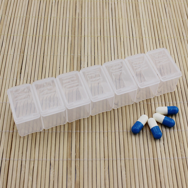 Multi-functional small storage box 7 days a week medicine box portable strip transparent 7-week medicine box wholesale