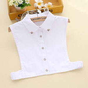Korean versatile dickey collar women's short shirt detachable collar rhinestone shirt spring autumn winter sweater decoration white collar 