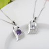 Fashionable stone inlay, zirconium, pendant, crystal for St. Valentine's Day, necklace, silver 925 sample, Korean style, Birthday gift