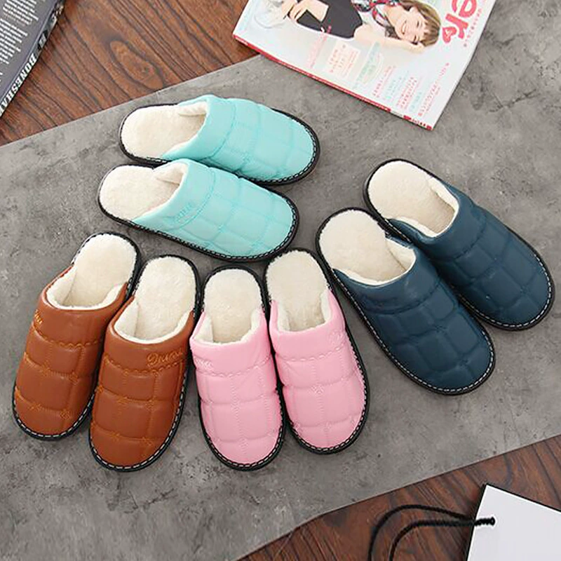 Дно из говяжьих сухожилий, Зимние новые мужские и женские домашние теплые домашние и уличные Нескользящие теплые полы, кожаные хлопковые тапочки, прямые продажи с фабрики