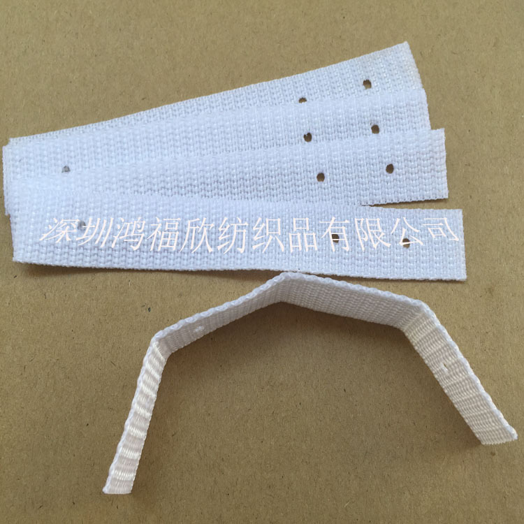 厂家批发白色平纹织带激光切圆角热切加工皮带扣特多龙丙纶织带