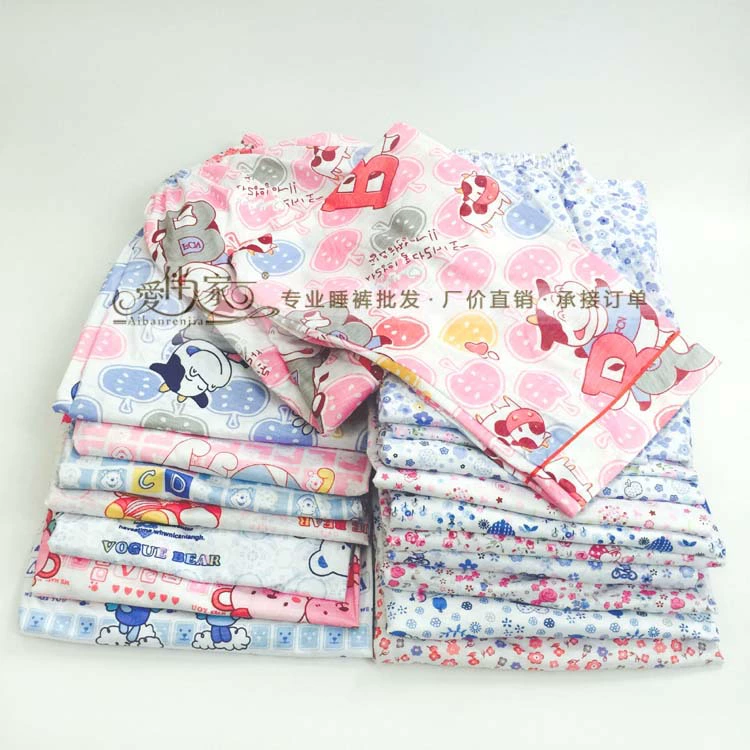 Оптовая продажа, весенне-осенние женские Пижамные брюки, брюки средней толщины, двусторонние вязаные Свободные повседневные одиночные домашние брюки с цветочным рисунком