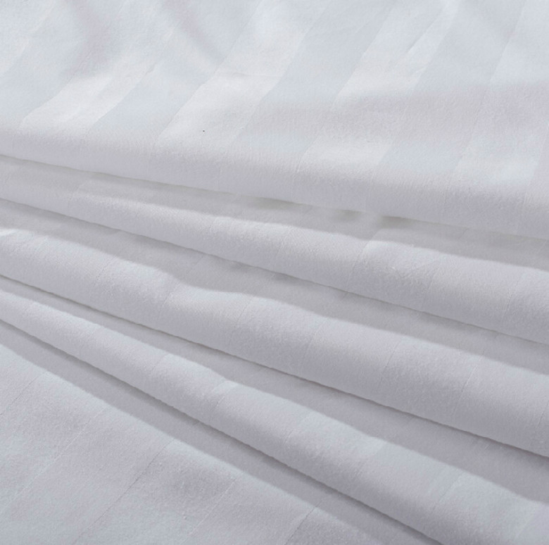 宾馆床上用品60*40白色三公分缎条布料 酒店布草面料白布贡缎批发