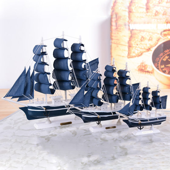 Mediterranean wooden sailboat model creative pirate ship wooden craft decoration ornaments wholesale student gift