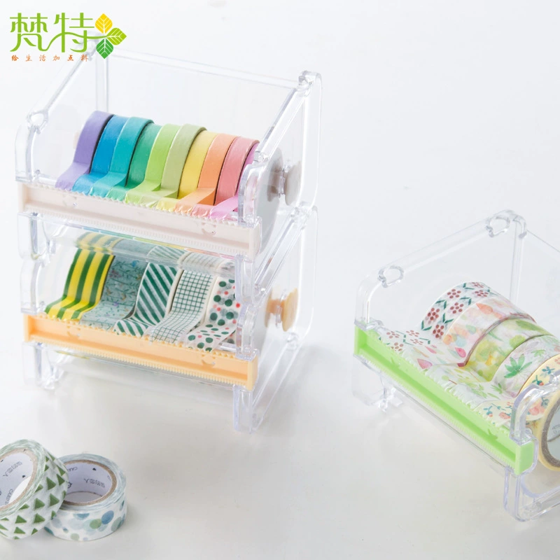 Настольный резак для ленты — прозрачная коробка из PS+ABS, компактная 10.3×9.1×7.1 см