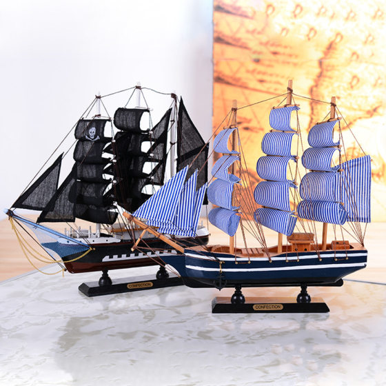 Mediterranean wooden sailboat model creative pirate ship wooden craft decoration ornaments wholesale student gift