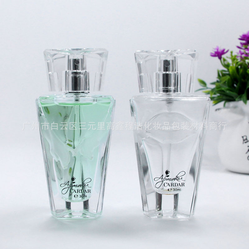 50ML三角香水瓶 喷砂香水瓶 异型香水瓶 抛光水晶香水瓶  沙林盖