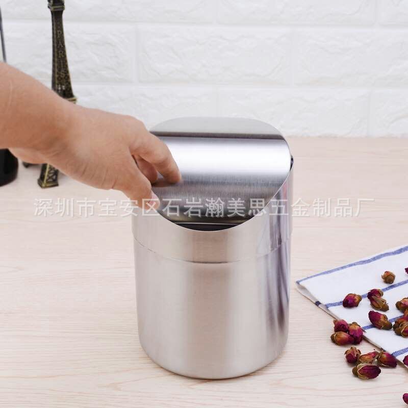 Special for foreign trade stainless steel desktop trash can fashion creative mini storage bucket kitchen table top garbage