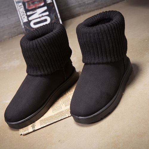 Foreign trade Korean version of fashionable knitted wool cuffed cotton boots and cotton shoes Fashion snow boots and cotton shoes manufacturers wholesale supply