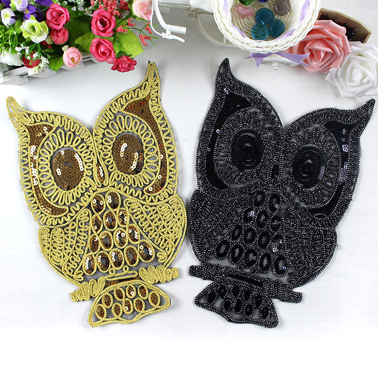 服装辅料大号盘卷绳子布贴外贸爆款猫头鹰贴花装饰衣服补丁贴绣花