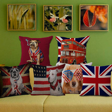 个性美英国旗宠物狗亚麻沙发抱枕汽车靠垫套一件代发家居
