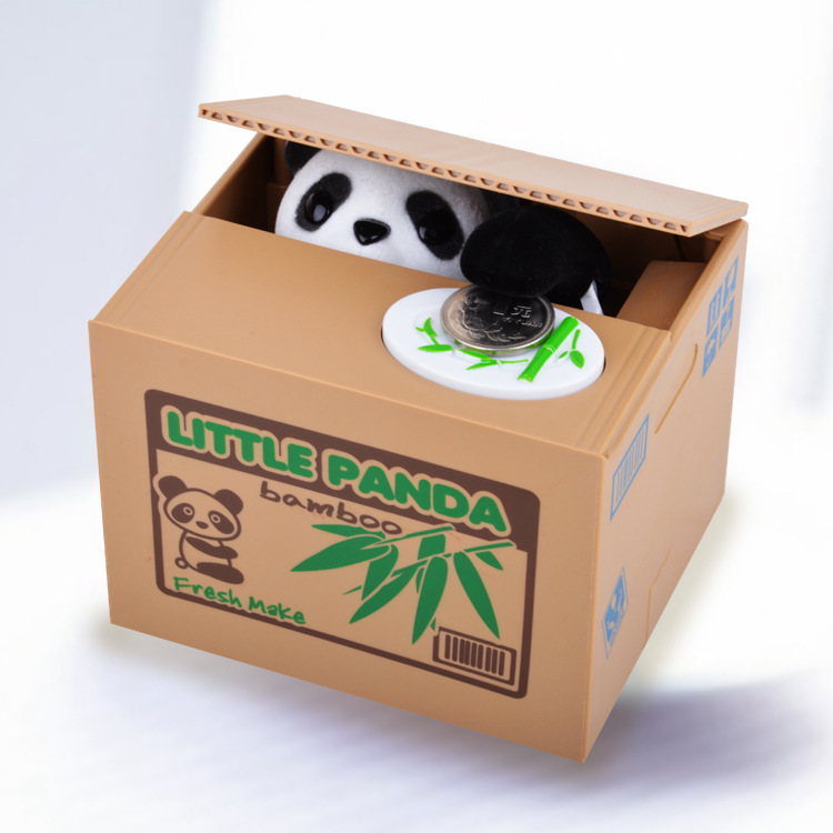 厂家直销新款偷钱猫升级版可爱卡通熊猫偷钱熊猫储蓄礼品摆件跨境