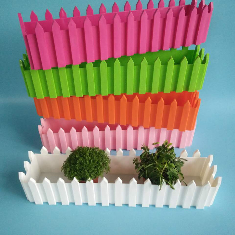 Pointed fence flower pot flower box carbonized flower pot hanging flower trough balcony railing rectangular color pot