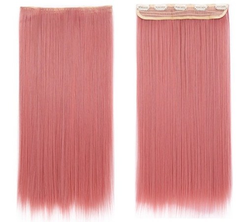 Colored wig piece 5-card hair extension piece one-piece thickened straight hair five-clip hair curtain European and American chemical fiber pad hair piece