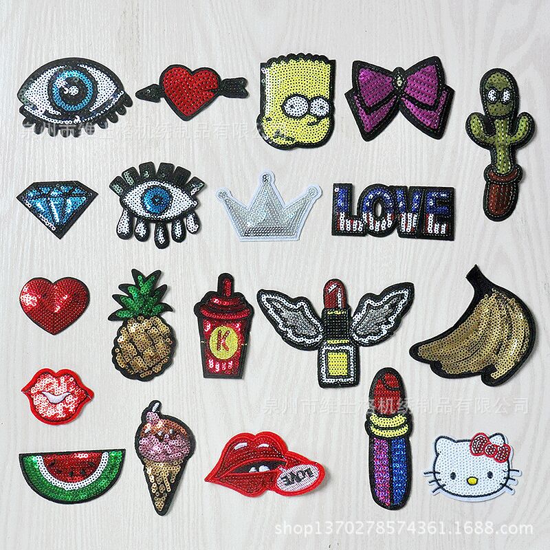 ZUMAKOO  新款卡通需手缝亮片刺绣 衣服装饰贴 缝补丁