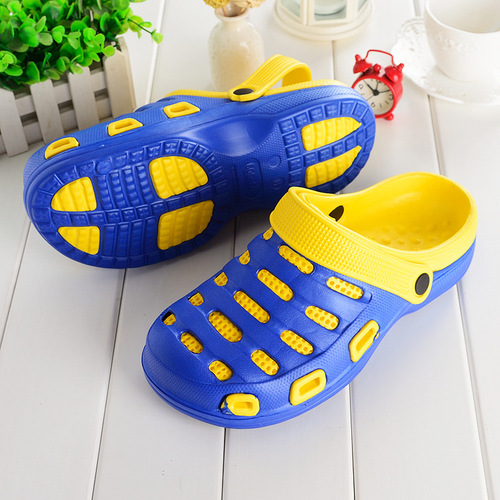 Croc shoes women's summer flat-heeled couple thick-soled non-slip slippers garden shoes drifting toe sandals large toe sandals
