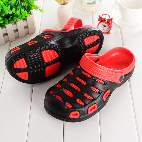 Croc shoes women's summer flat-heeled couple thick-soled non-slip slippers garden shoes drifting toe sandals large toe sandals