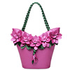 Capacious fashionable woven one-shoulder bag, trend of season, flowered