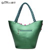 Capacious fashionable woven one-shoulder bag, trend of season, flowered