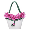 Capacious fashionable woven one-shoulder bag, trend of season, flowered