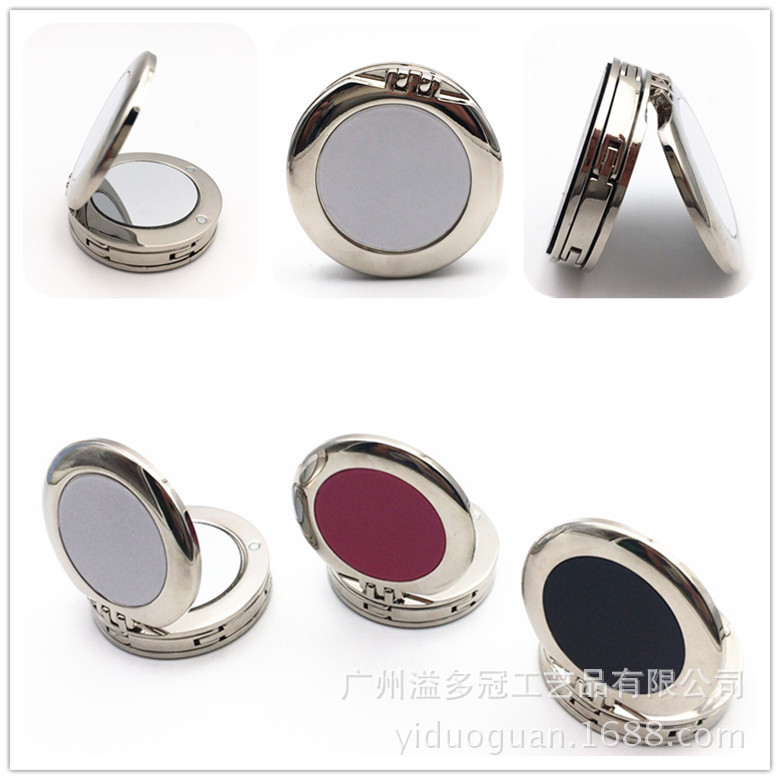 厂家供应 圆形包边带镜子挂包钩 多色贴片金属折叠挂包器桌边挂包