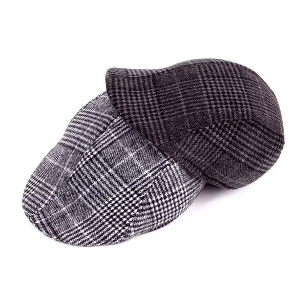 Autumn and winter Korean style plaid cap brushed cotton winter warm beret director hat cotton hat old man hat