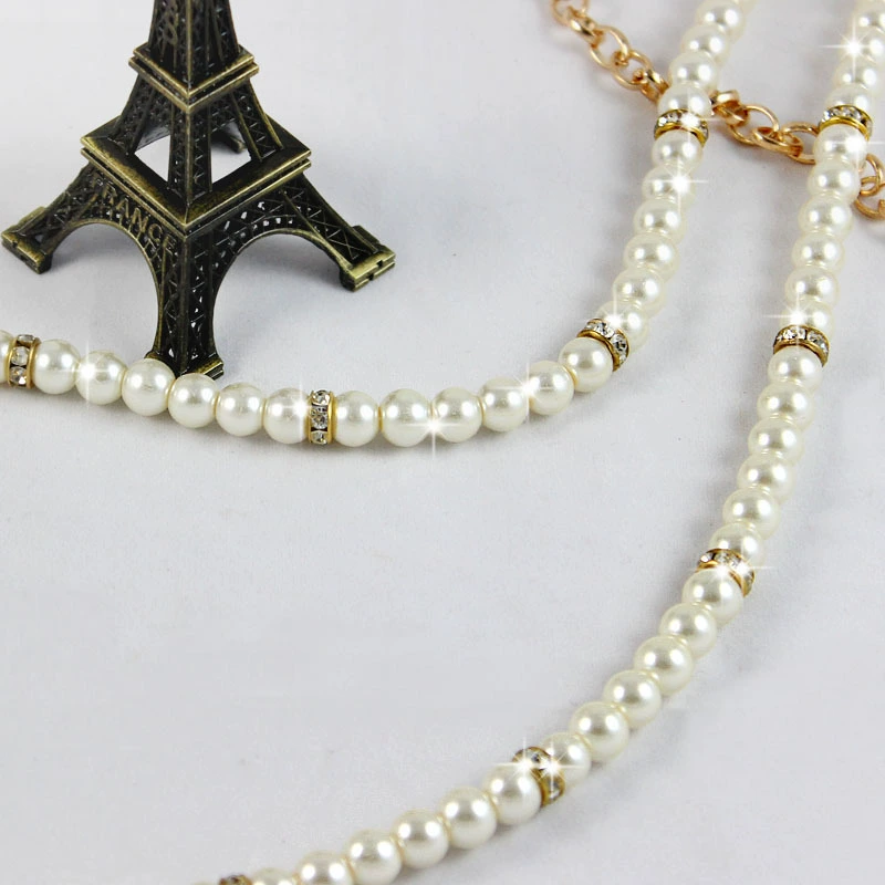 Chain from pearl, fashionable decorations, universal accessory, belt, Korean style