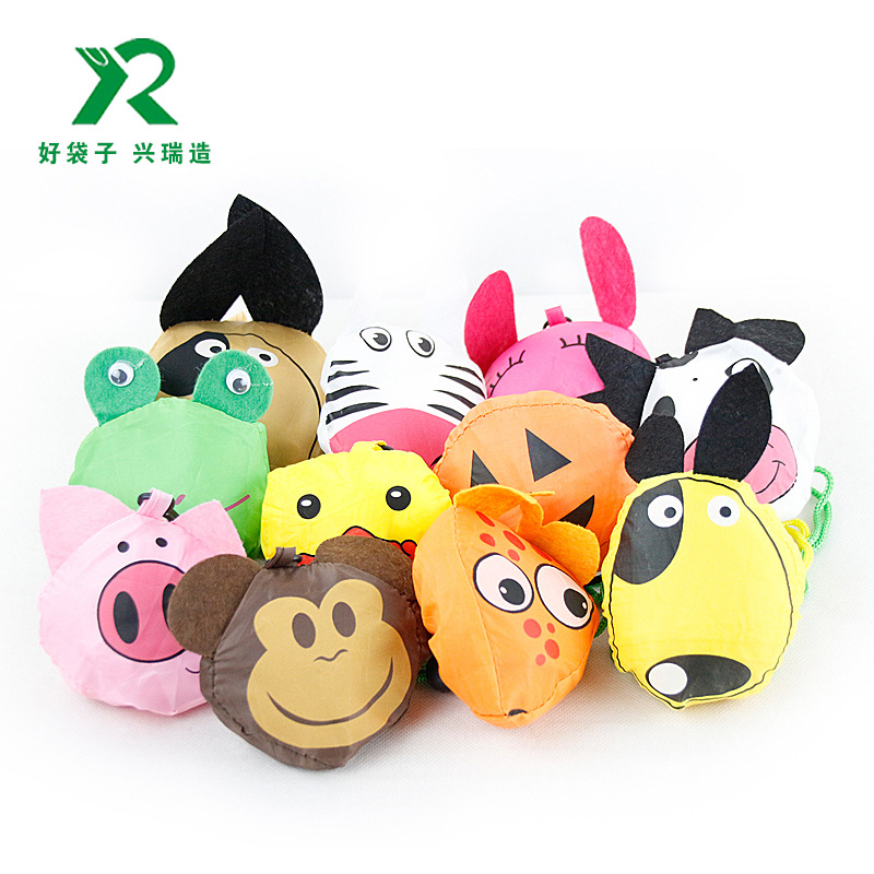 时尚低碳涤纶印花购物袋超市折叠背心袋便携可折叠单肩环保手提袋