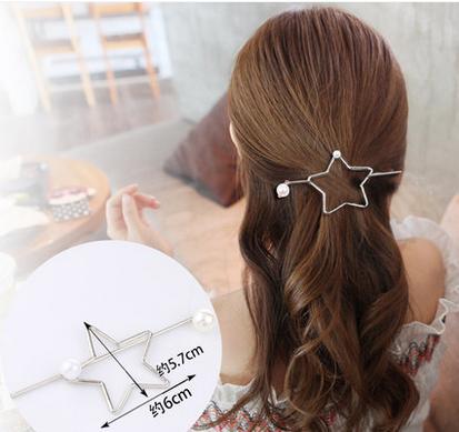 Estilo coreano aleación clip tocado exquisita horquilla de metal europeo y americano simple flecha perla horquilla rizador de pelo
