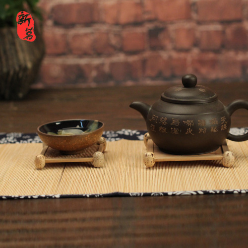 Japanese handmade insulation mat, bamboo fiber carbonized coaster, square tea ceremony tea mat, pot holder pot mat, bowl mat bamboo weave