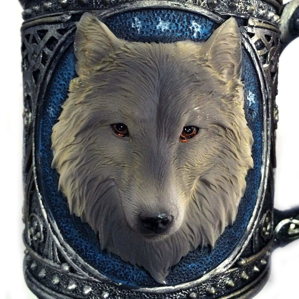 Двухслойная нержавеющая кружка Wolf King, 3D головка волка, 450 мл, ретро персонализированный подарок