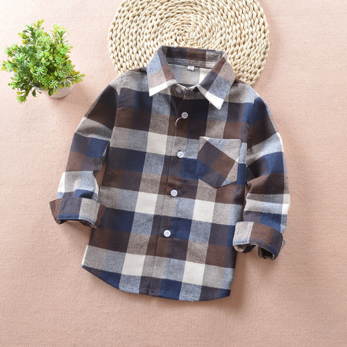 Children's Checkered Shirt 2025 Spring and Autumn New Item for Boys and Girls