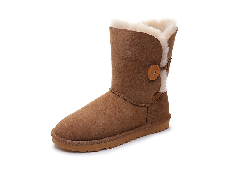 Women's Shoes Snow Boots Sheep Fur Integrated Snow Boots Mid-tube Thick Wool Warm Cotton Shoes Wear-resistant Anti-slip Autumn And Winter Snow Cotton Shoes_voghion.com