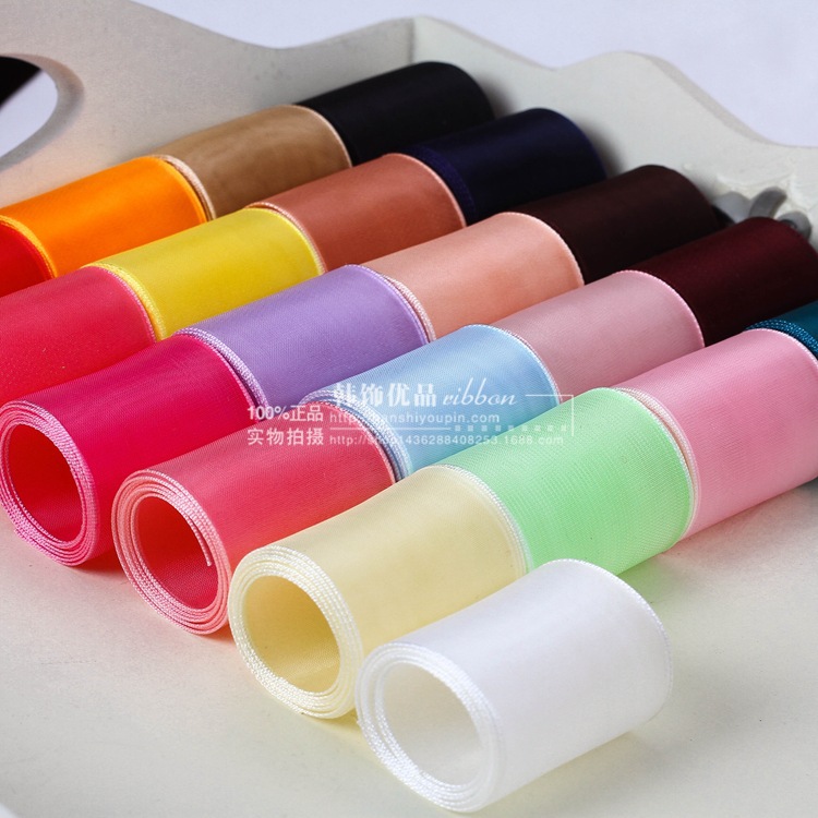 韩国织带批发柔光雪纱带糖果色柔光雪纱带发饰diy材料网纱带A系列