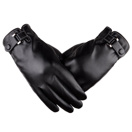Winter gloves men's touch screen leather gloves imitation leather washed leather PU plus velvet warm cycling gloves driving leather