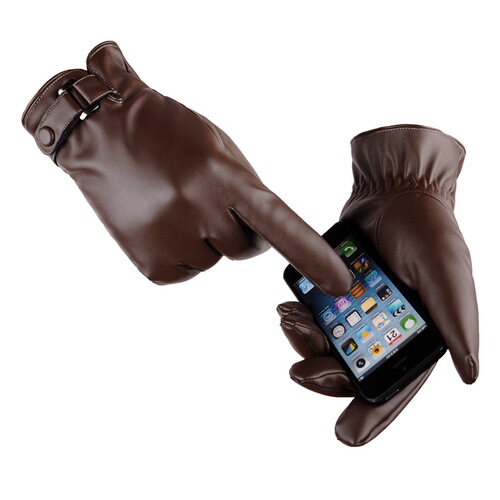 Winter gloves men's touch screen leather gloves imitation leather washed leather PU plus velvet warm cycling gloves driving leather