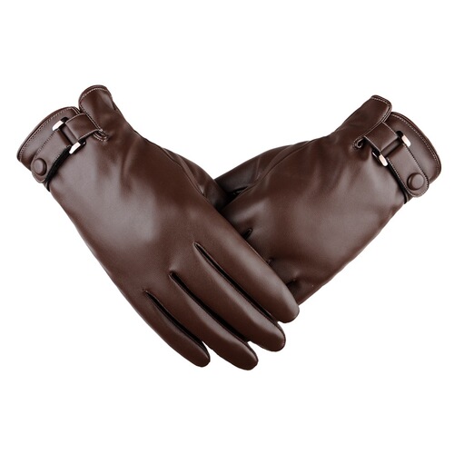 Winter gloves men's touch screen leather gloves imitation leather washed leather PU plus velvet warm cycling gloves driving leather