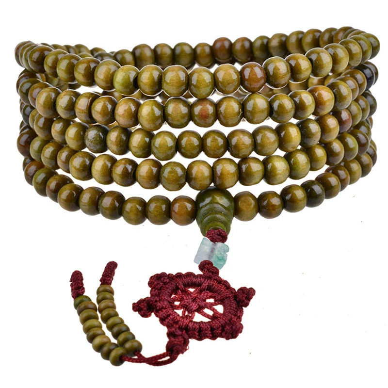Сандал-wood 108‑бусин bracelet, 6 мм или 8 мм бусины, эластичный шнур, красно-коричневый или черный