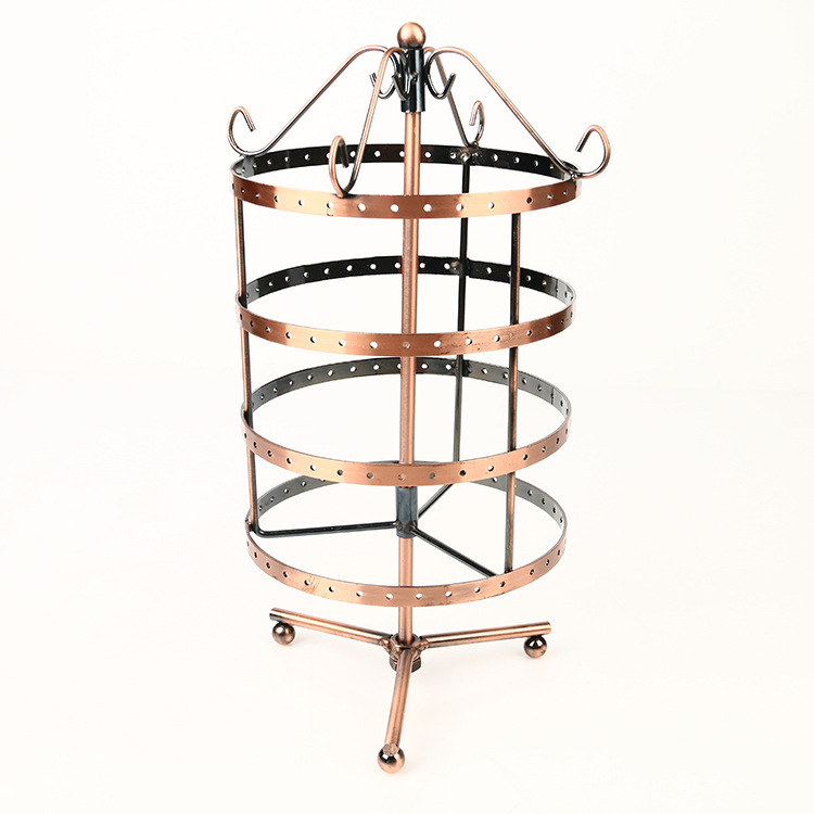 饰品展示架地摊 耳环挂坠架圆柱 饰品旋转展示架金属挂件展示道具