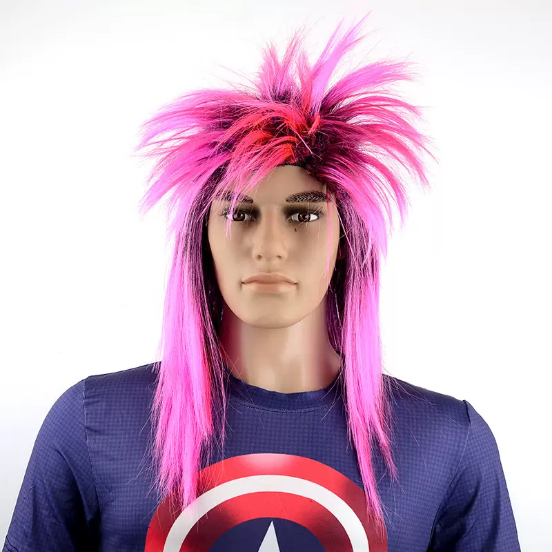 动漫cosplay假发 男士长假发 粉色微卷长直发 男士杀马特头套