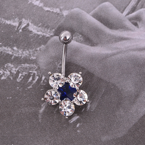 Korean fashion flower navel ring wholesale three-color zircon optional five-star wholesale dropshipping source