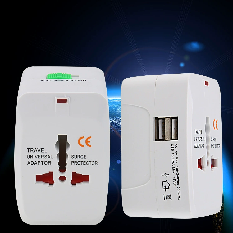 Граница-допоставки двойной USB глобальный переходник для путешествий, переходник розетка, преобразователь для путешествий