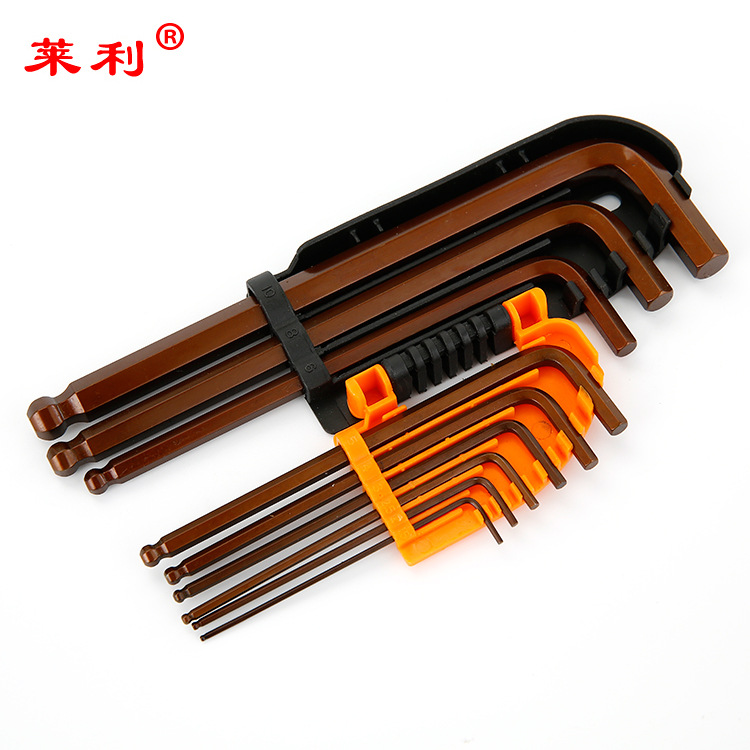 Suministro directo de fábrica de material S2 juego de 9 piezas de sistema métrico hexagonal largo y largo, cabeza de bola larga, llave hexagonal en forma de L