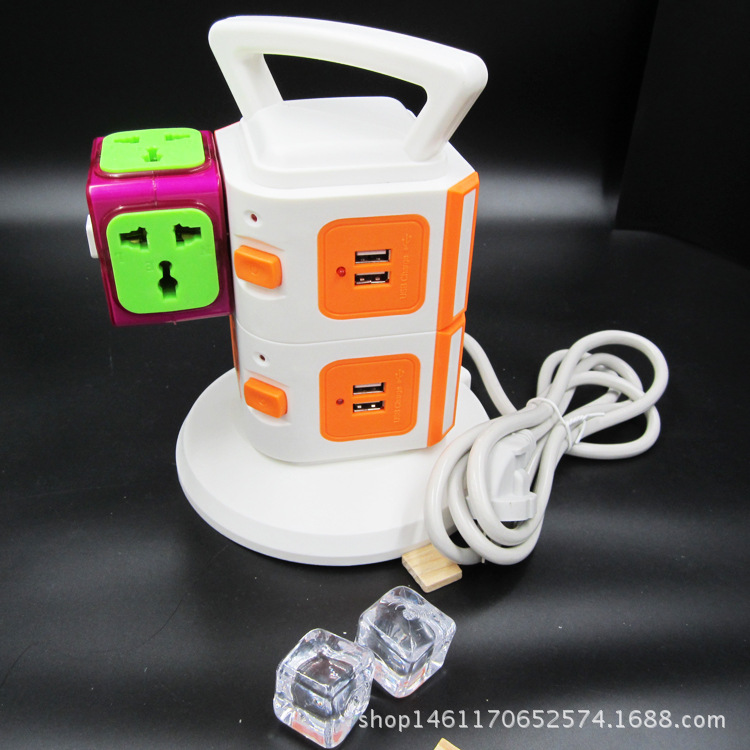 Regleta de Enchufes con Forma de Torre para Comercio Exterior, Regleta de Enchufes Vertical para Oficina, Carga USB, Multifuncional, para Escritorio de Computadora