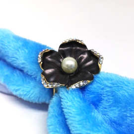 时尚韩版五叶花朵水钻珍珠丝巾扣三环 丝巾圈披肩扣两用