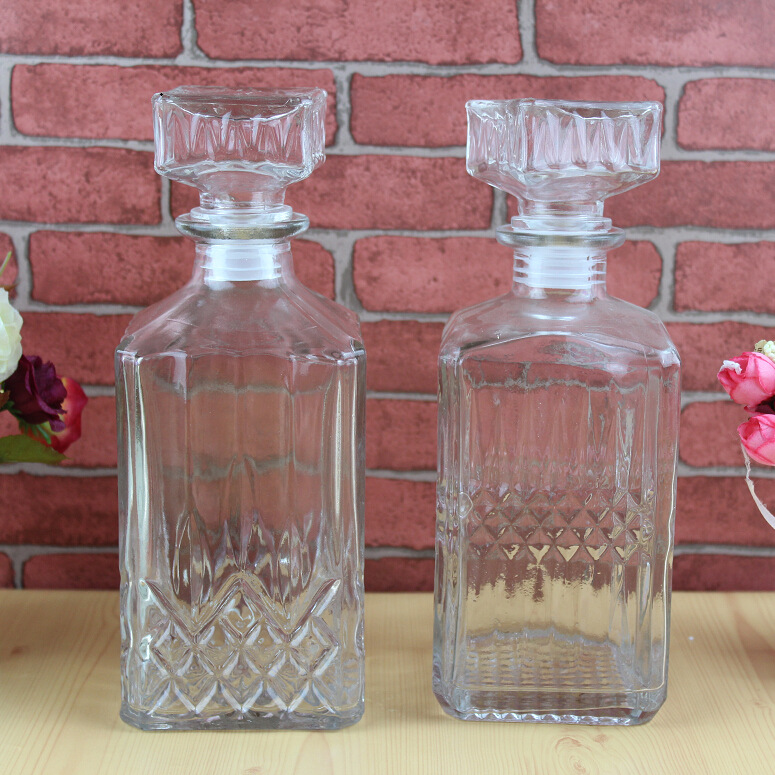 方形钻石玻璃红酒瓶白酒瓶红酒储存瓶葡萄酒保鲜瓶水晶酒具密封