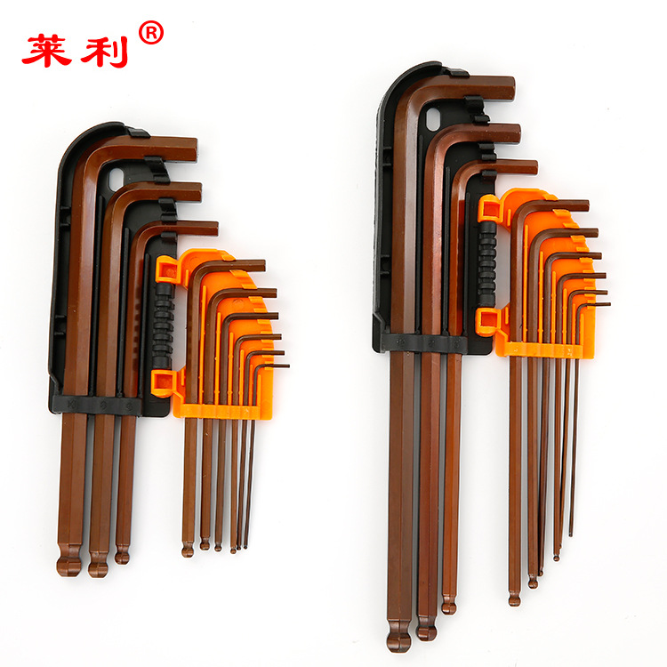 Suministro directo de fábrica de material S2 juego de 9 piezas de sistema métrico hexagonal largo y largo, cabeza de bola larga, llave hexagonal en forma de L