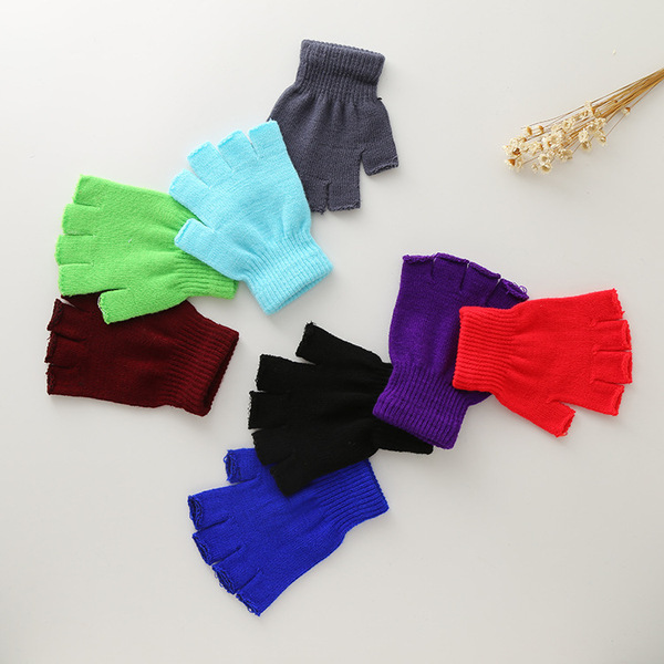 solid color winter keep warm knitted gloves for men and women