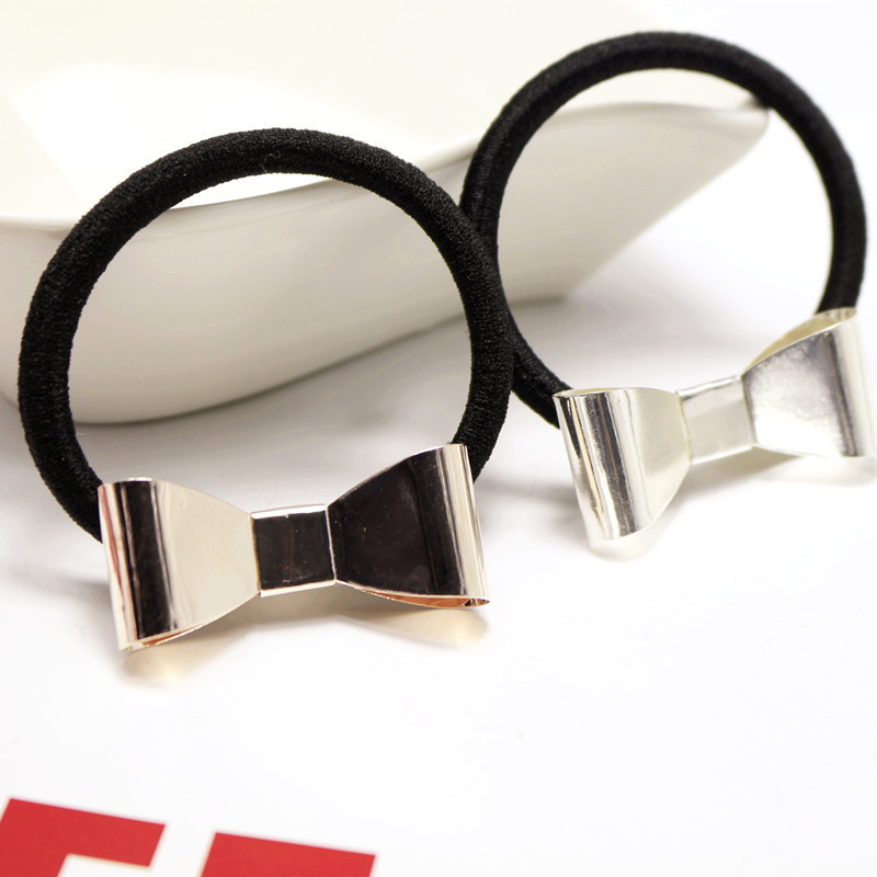 Alloy headdress hair rope Korean jewelry shop simple head rope exquisite bow hair ring wholesale stall hair accessories